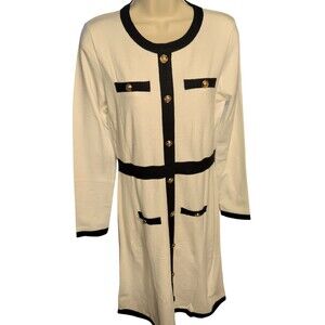 Merokeety Women's Long Sleeve Sweater Dress Nwt Size S Black/White